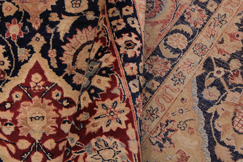 handmade Traditional Kirman Blue Red Hand Knotted RECTANGLE 100% WOOL area rug 9x12