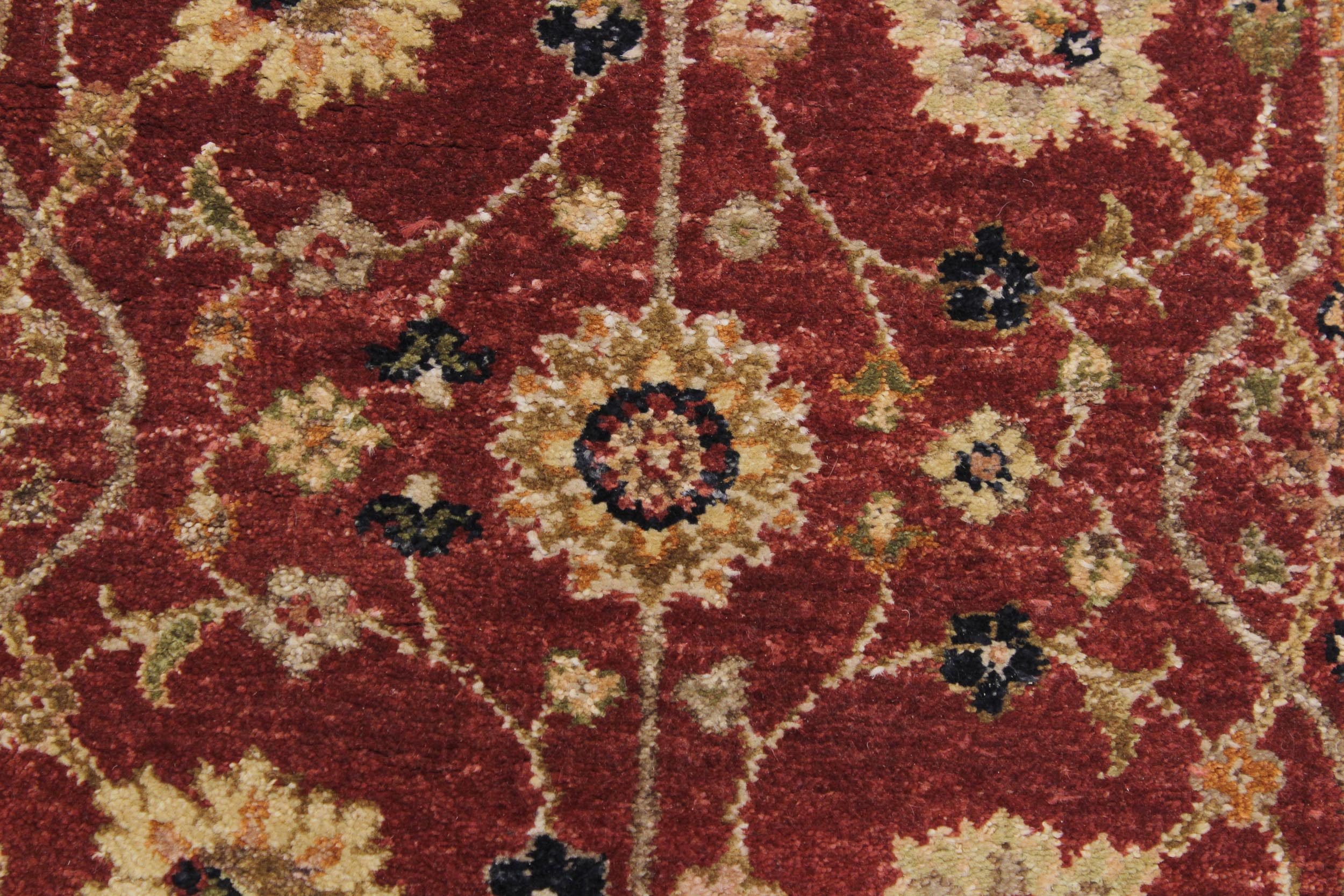 handmade Transitional Kirman Red Gold Hand Knotted RUNNER 100% WOOL area rug 3' x 12'