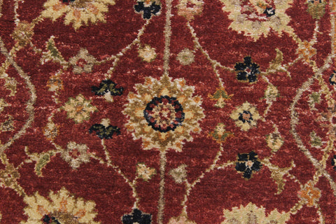 handmade Transitional Kirman Red Gold Hand Knotted RUNNER 100% WOOL area rug 3' x 12'