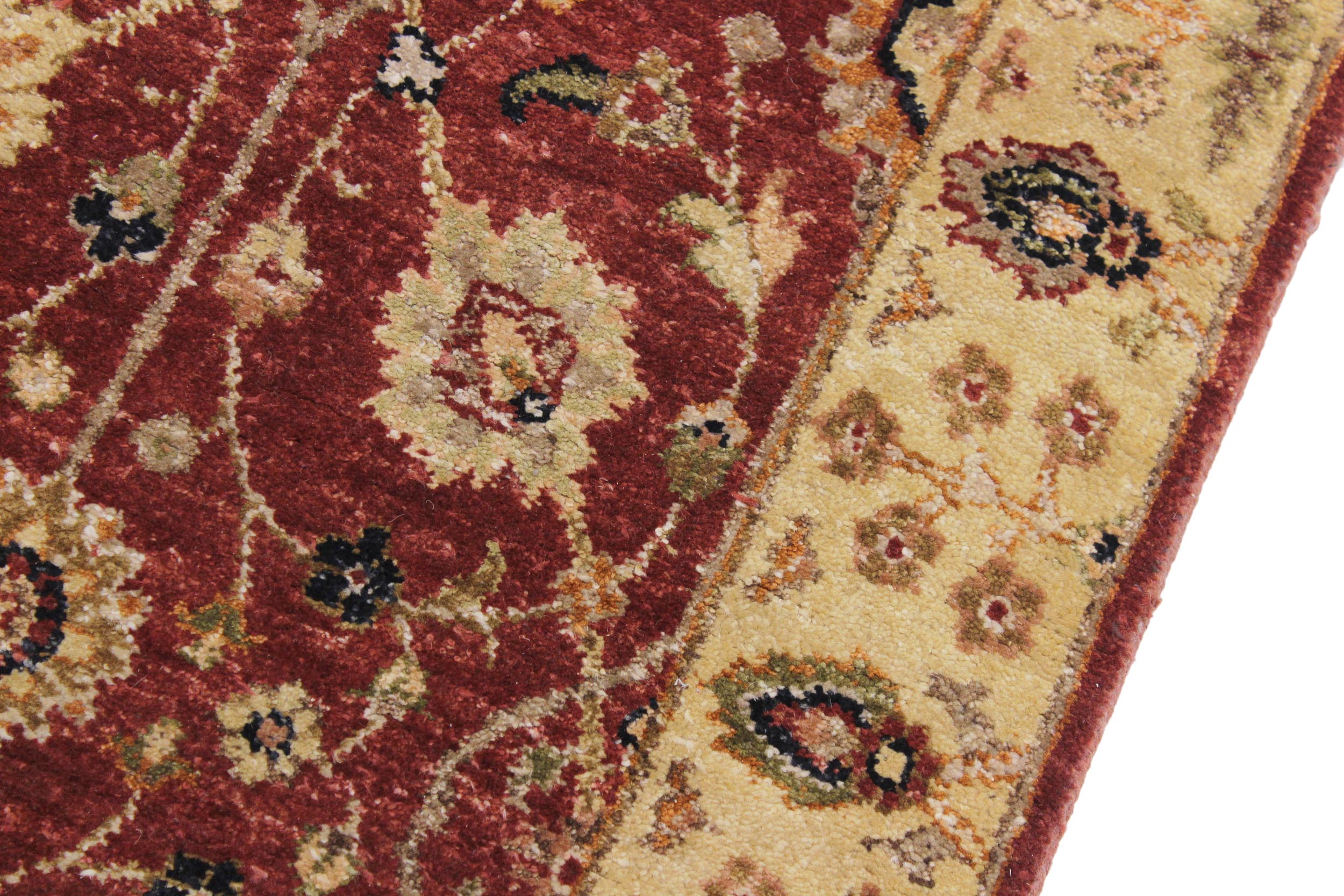 handmade Transitional Kirman Red Gold Hand Knotted RUNNER 100% WOOL area rug 3' x 12'