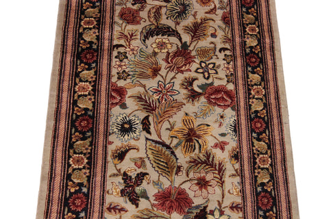 handmade Transitional Gulberg Taupe Black Hand Knotted RUNNER 100% WOOL area rug 3' x 16'