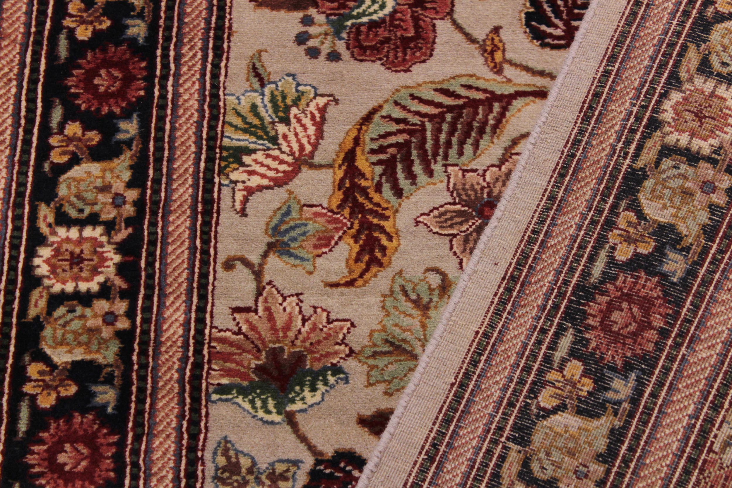 handmade Transitional Gulberg Taupe Black Hand Knotted RUNNER 100% WOOL area rug 3' x 16'