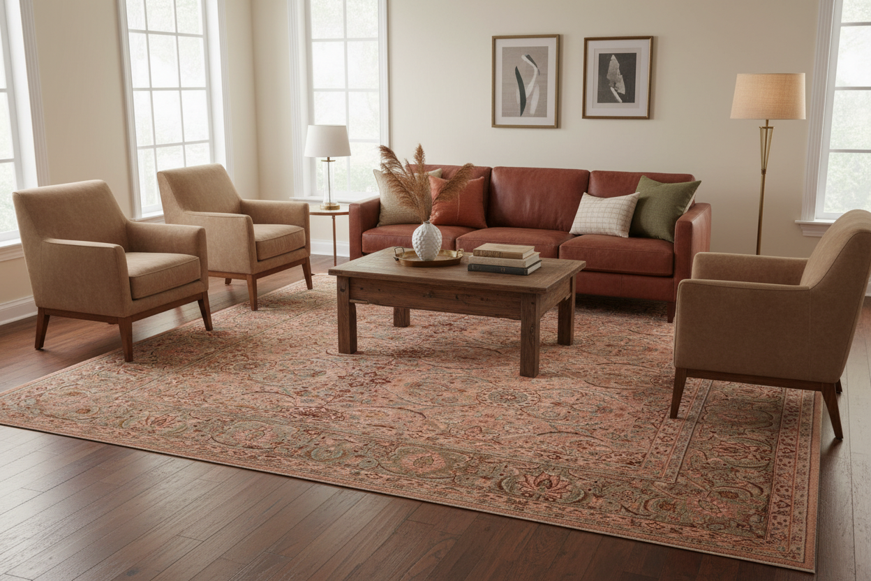 handmade Transitional Qaseem Bond Tan Lt. Green Hand Knotted SQUARE 100% WOOL area rug 6x6