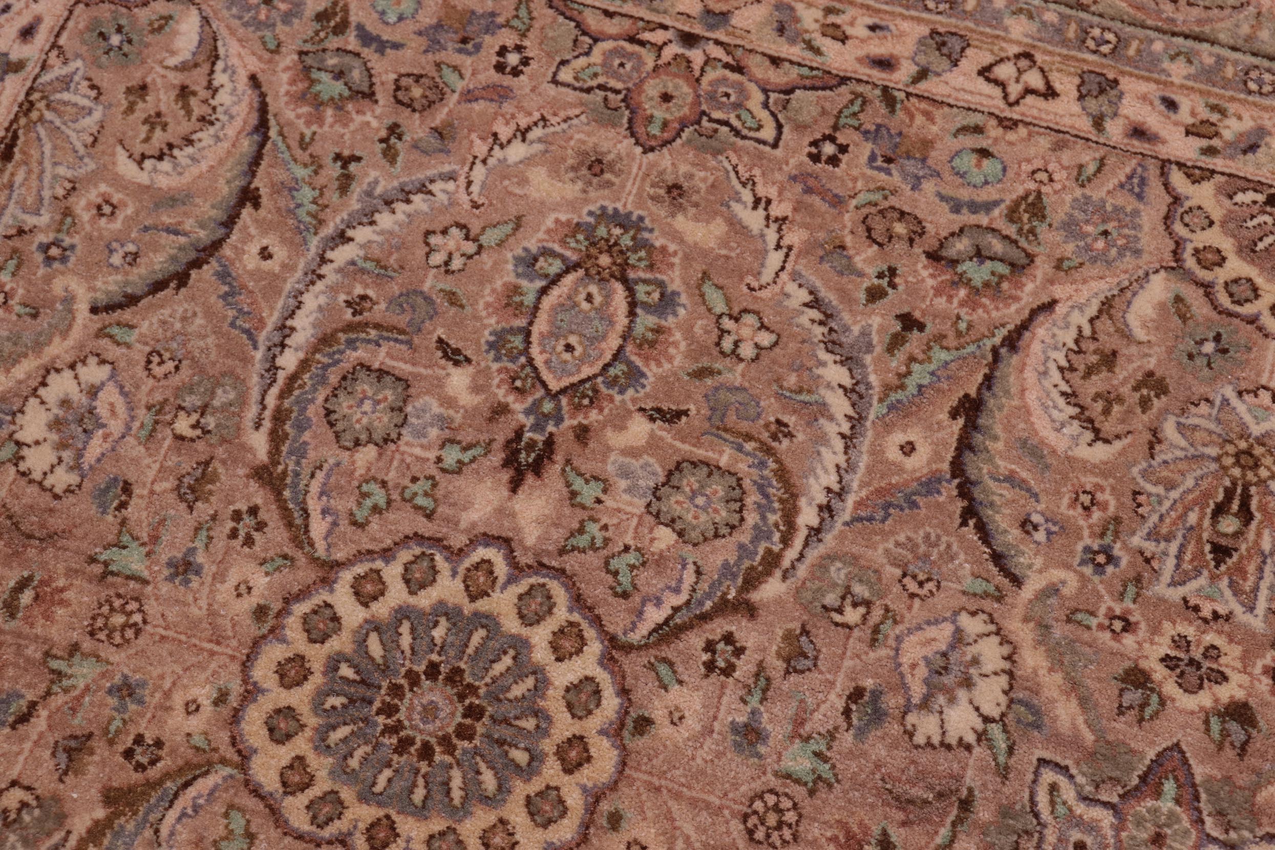 handmade Transitional Qaseem Bond Tan Lt. Green Hand Knotted SQUARE 100% WOOL area rug 6x6