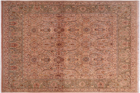 handmade Transitional Qaseem Bond Tan Lt. Green Hand Knotted SQUARE 100% WOOL area rug 6 x 6