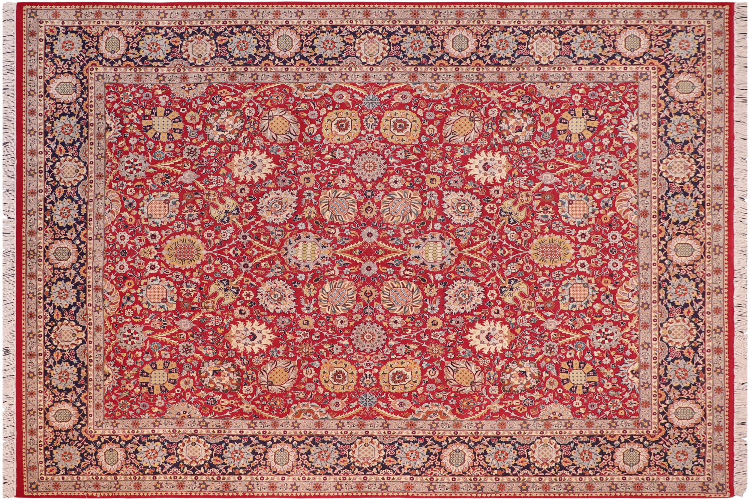 handmade Transitional  Red Blue Hand Knotted RECTANGLE 100% WOOL area rug 8x10