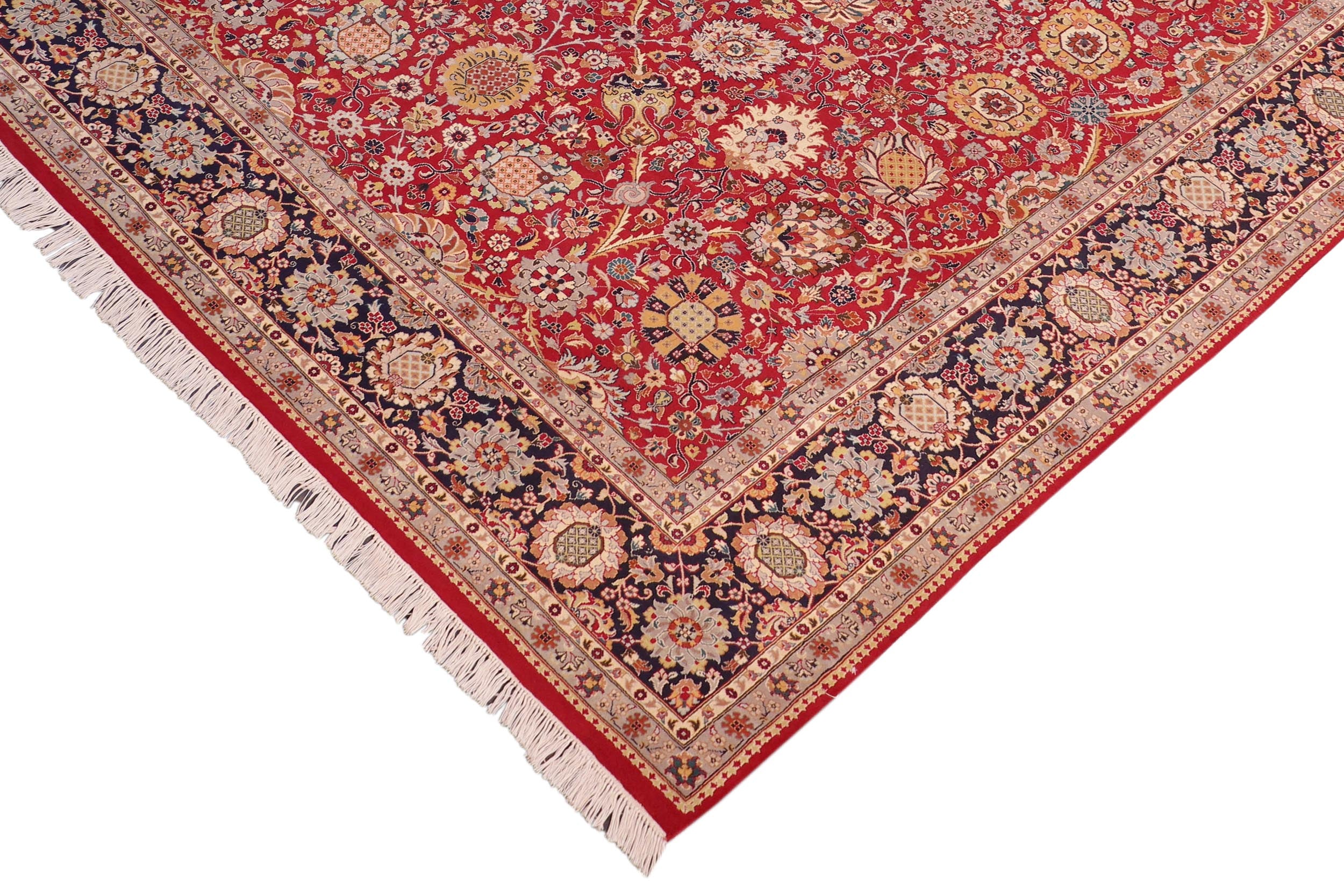 handmade Transitional  Red Blue Hand Knotted RECTANGLE 100% WOOL area rug 8x10