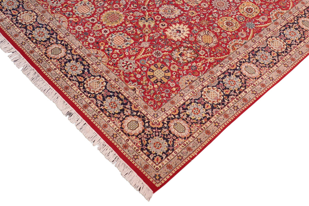 handmade Transitional  Red Blue Hand Knotted RECTANGLE 100% WOOL area rug 8x10
