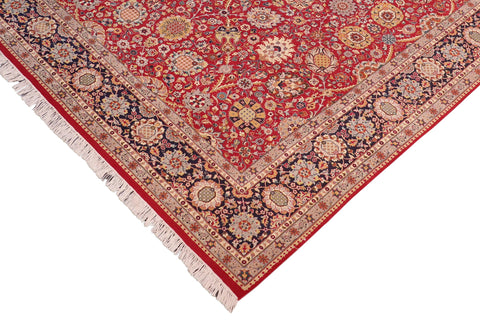 handmade Transitional  Red Blue Hand Knotted RECTANGLE 100% WOOL area rug 8x10