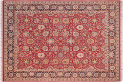 handmade Transitional  Red Blue Hand Knotted RECTANGLE 100% WOOL area rug 8x10
