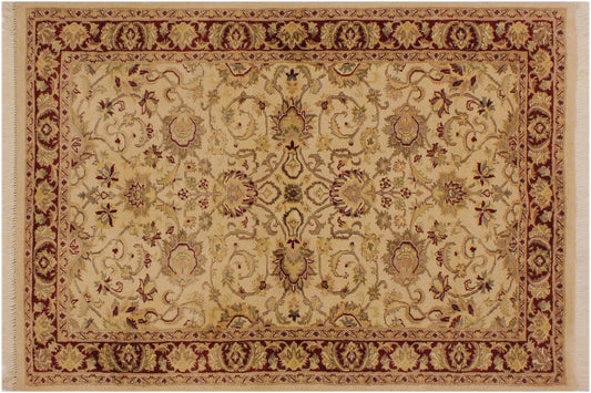 handmade Traditional Kashan Beige Red Hand Knotted RECTANGLE 100% WOOL area rug 3x5