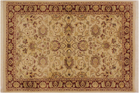 handmade Traditional Kashan Beige Red Hand Knotted RECTANGLE 100% WOOL area rug 3x5