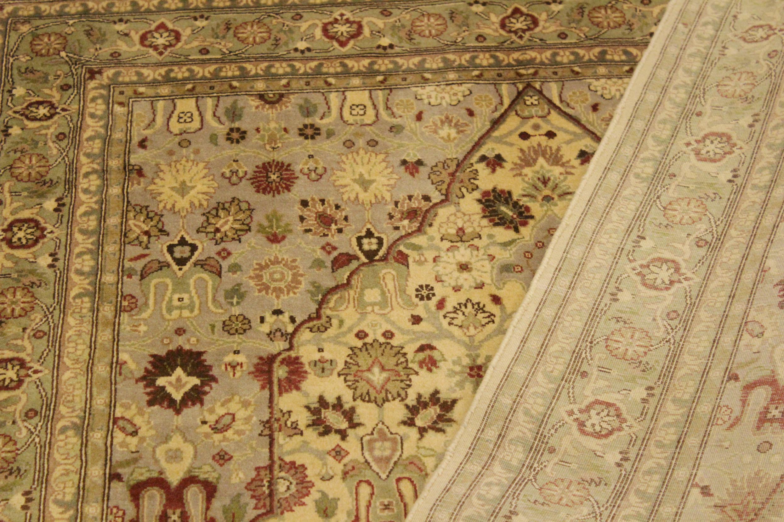 handmade Traditional Tabriz Beige Green Hand Knotted RECTANGLE 100% WOOL area rug 4x6