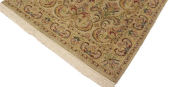 handmade Transitional  Taupe Green Hand Knotted RECTANGLE 100% WOOL area rug 4x6