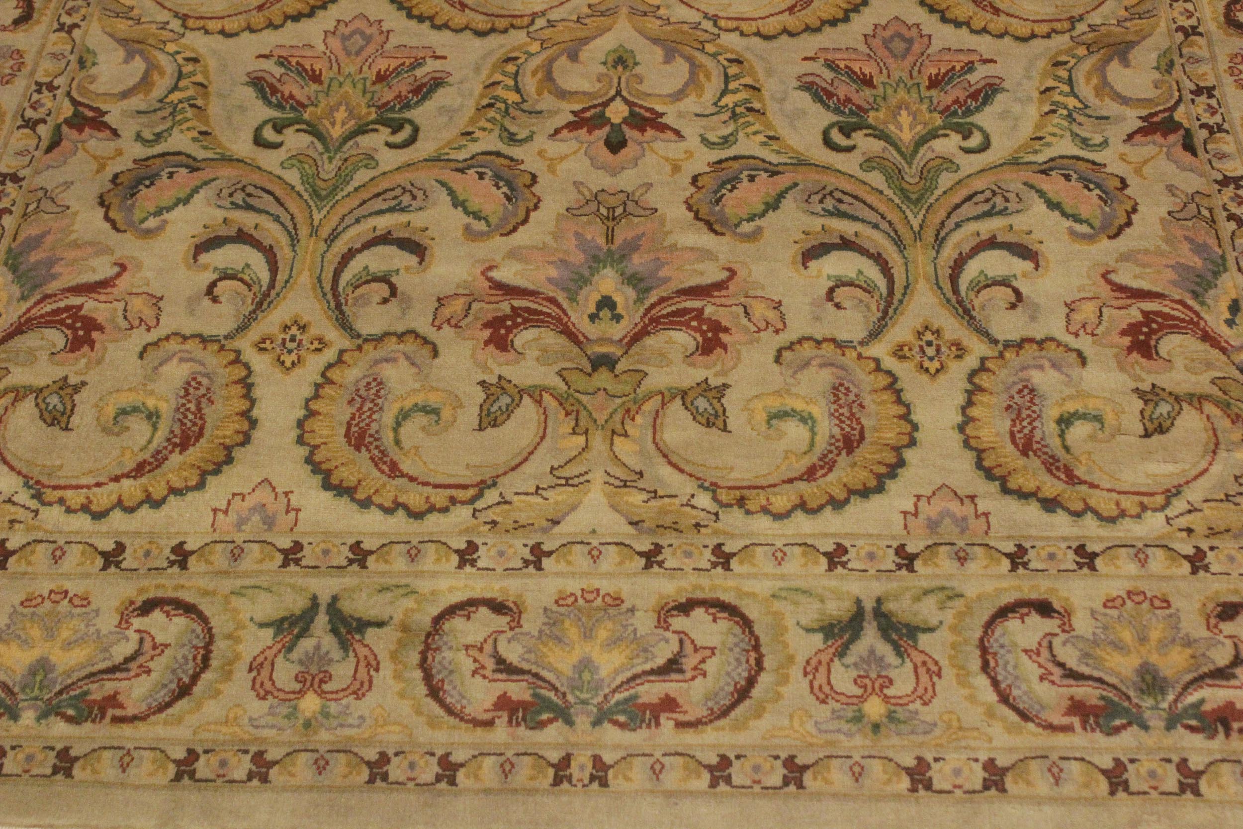 handmade Transitional  Taupe Green Hand Knotted RECTANGLE 100% WOOL area rug 4x6