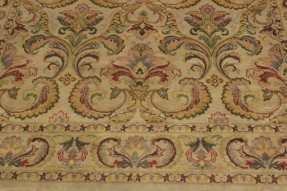 handmade Transitional  Taupe Green Hand Knotted RECTANGLE 100% WOOL area rug 4x6