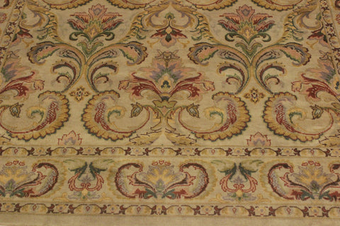 handmade Transitional  Taupe Green Hand Knotted RECTANGLE 100% WOOL area rug 4x6