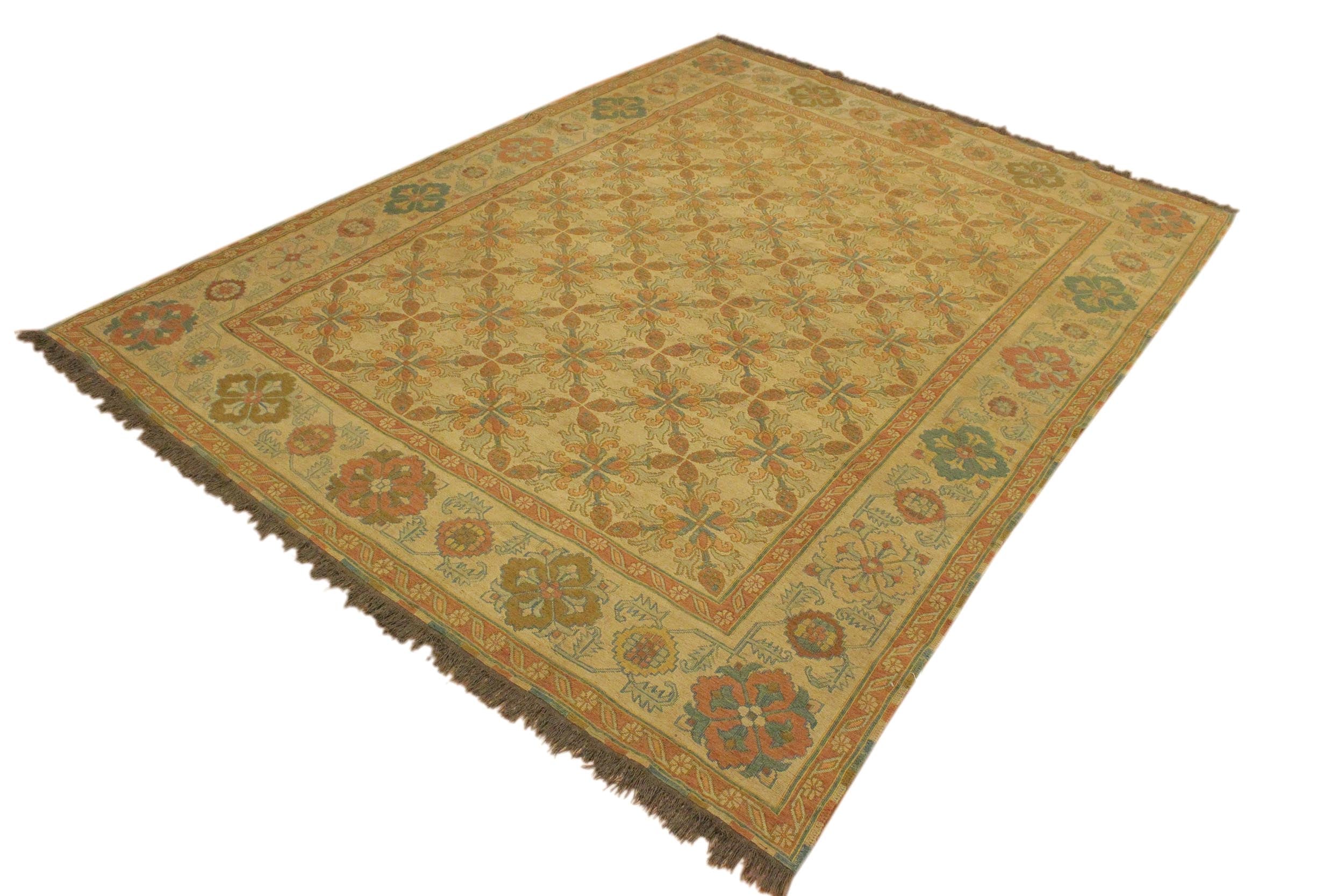 handmade Geometric Soumakh Beige Brown Hand-Woven RECTANGLE 100% WOOL area rug 8 x 10