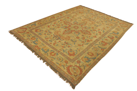 handmade Geometric Soumakh Beige Rust Hand-Woven RECTANGLE 100% WOOL area rug 8 x 10