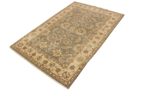 handmade Traditional Kafkaz Lt. Green Tan Hand Knotted RECTANGLE 100% WOOL area rug 4x6