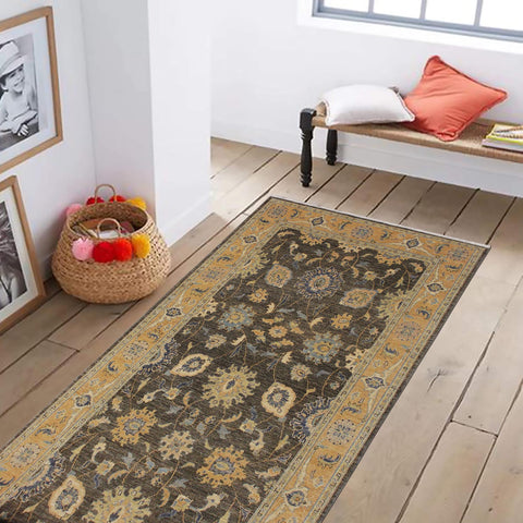 handmade Transitional Kafkaz Gray Blue Hand Knotted RUNNER 100% WOOL area rug 4' x 10'