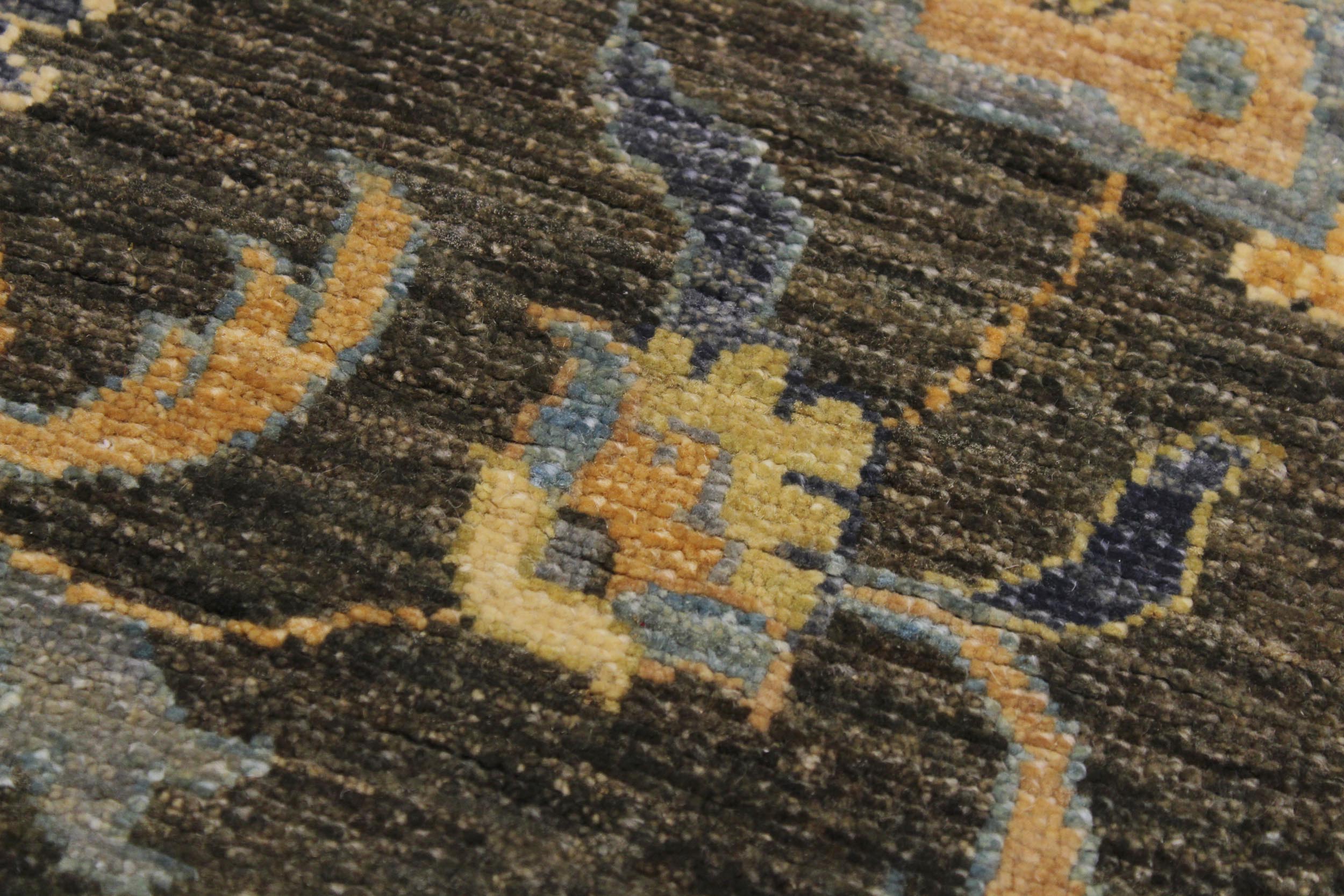 handmade Transitional Kafkaz Gray Blue Hand Knotted RUNNER 100% WOOL area rug 4' x 10'