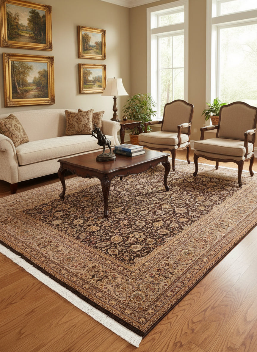 handmade Traditional Regular Brown Gray Hand Knotted RECTANGLE 100% WOOL area rug 8x11