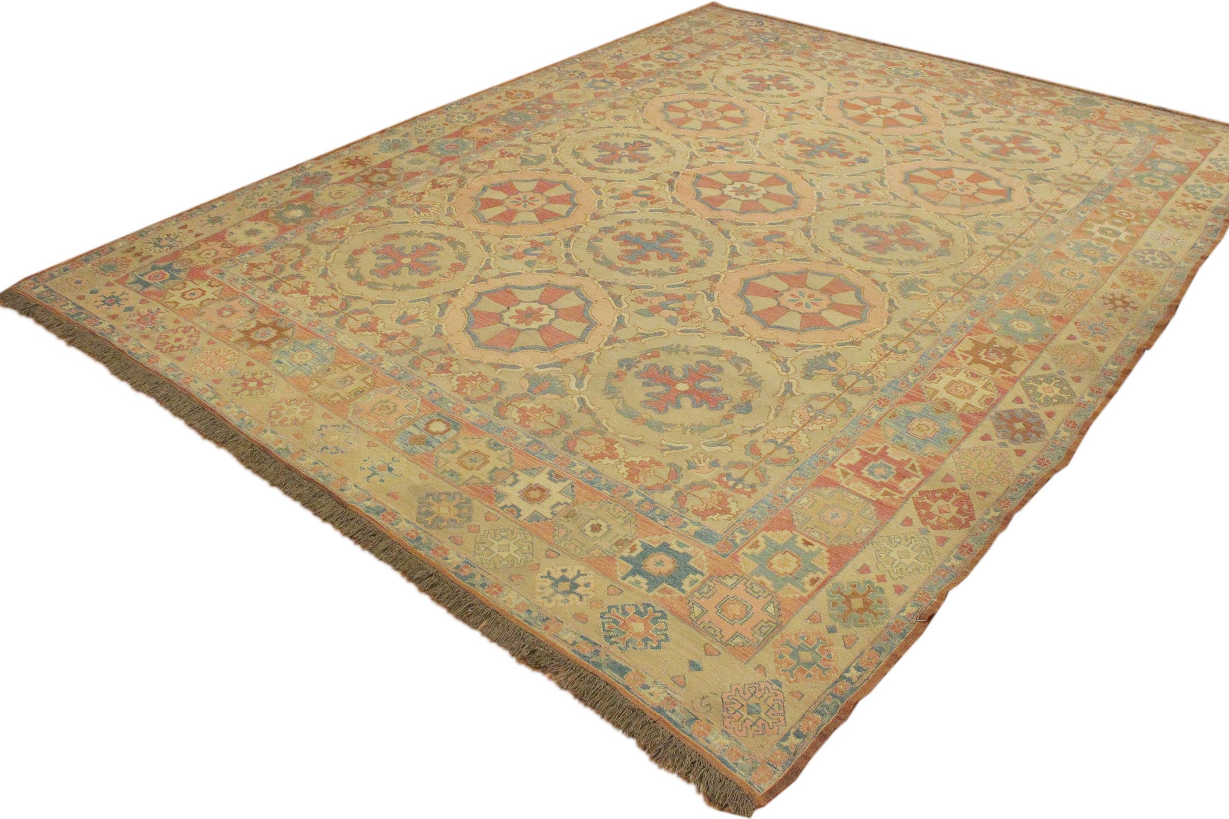 handmade Geometric Soumakh Tan Rust Hand-Woven RECTANGLE 100% WOOL area rug 10 x 13