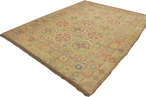 handmade Geometric Soumakh Tan Rust Hand-Woven RECTANGLE 100% WOOL area rug 10 x 13