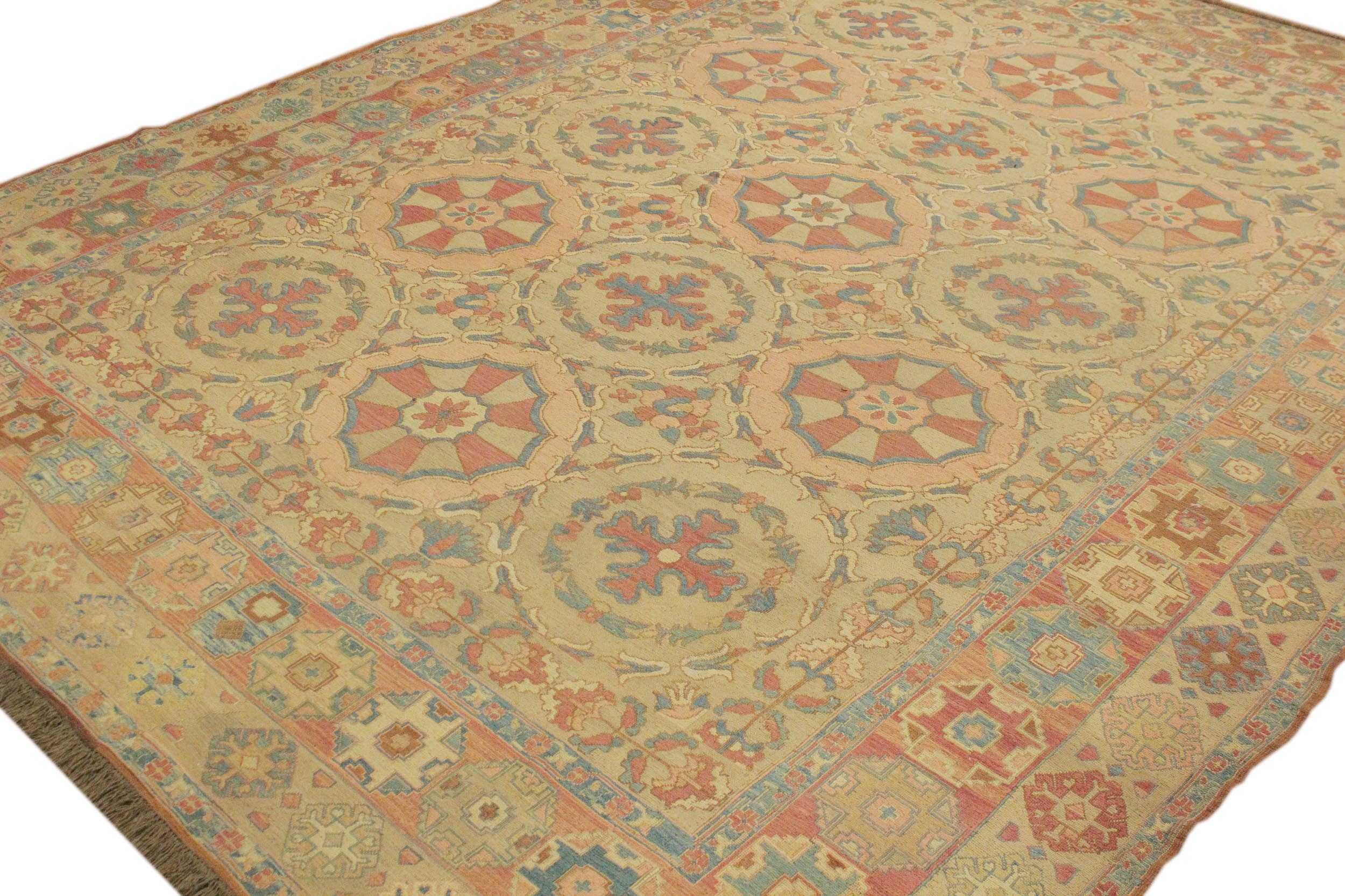 handmade Geometric Soumakh Tan Rust Hand-Woven RECTANGLE 100% WOOL area rug 10 x 13