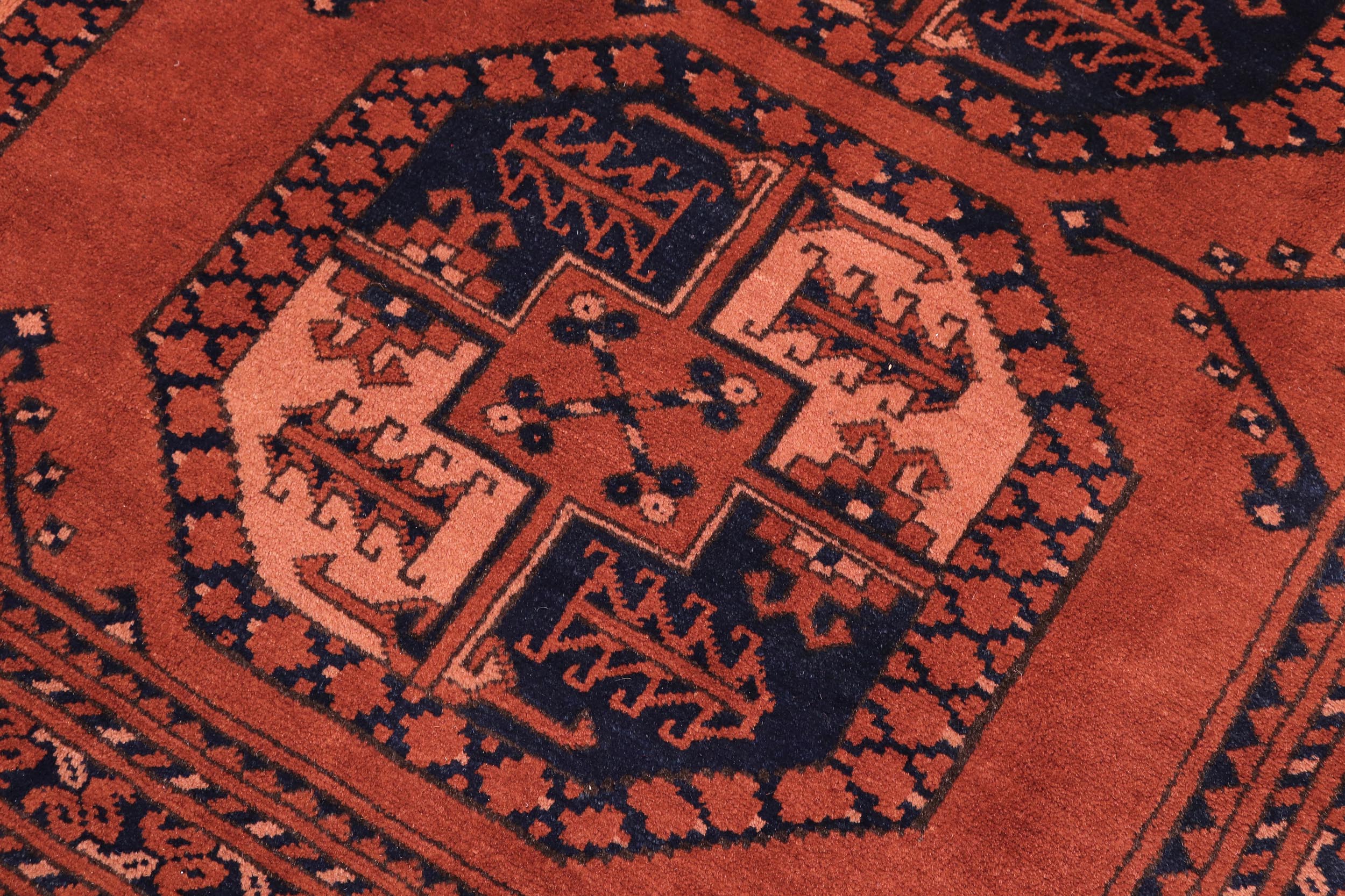 handmade Geometric Kargahi Rust Blue Hand Knotted RECTANGLE 100% WOOL area rug 7x10