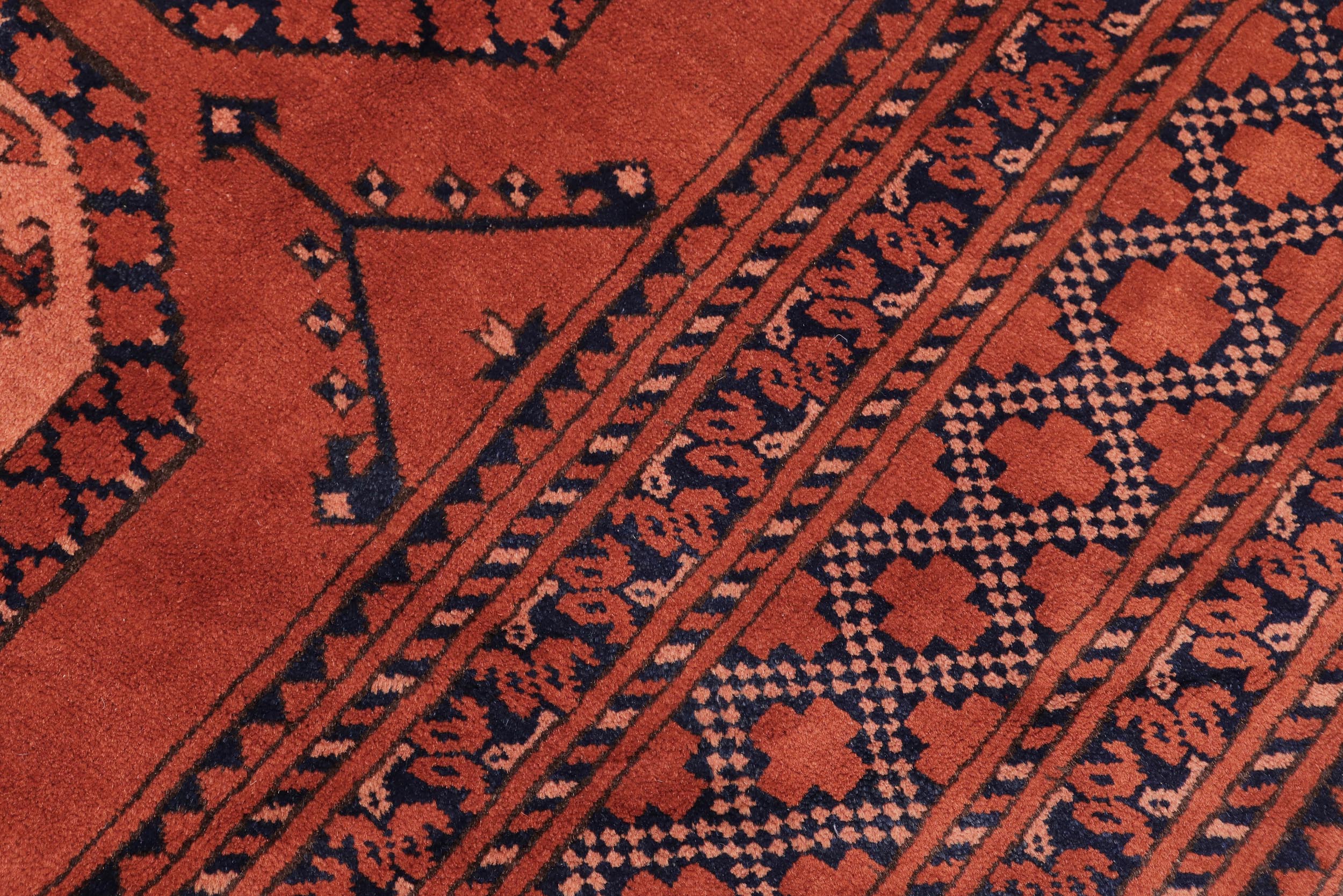 handmade Geometric Kargahi Rust Blue Hand Knotted RECTANGLE 100% WOOL area rug 7x10