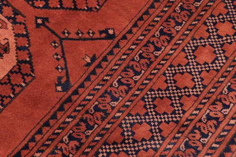 handmade Geometric Kargahi Rust Blue Hand Knotted RECTANGLE 100% WOOL area rug 7x10