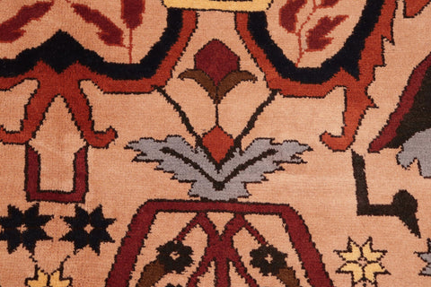 handmade Geometric Kargahi Tan Red Hand Knotted RECTANGLE 100% WOOL area rug 7x9