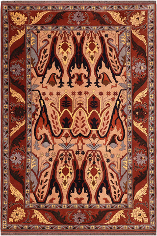 Bohemian Kargahi Salena Tan/Red Wool Rug - 6'9'' x 9'3''