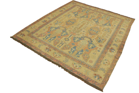 handmade Geometric Soumakh Beige Blue Hand-Woven RECTANGLE 100% WOOL area rug 10 x 12