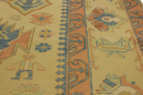handmade Geometric Soumakh Beige Blue Hand-Woven RECTANGLE 100% WOOL area rug 10 x 12