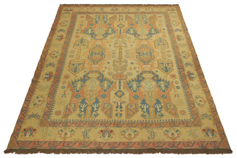 handmade Geometric Soumakh Beige Blue Hand-Woven RECTANGLE 100% WOOL area rug 10 x 12