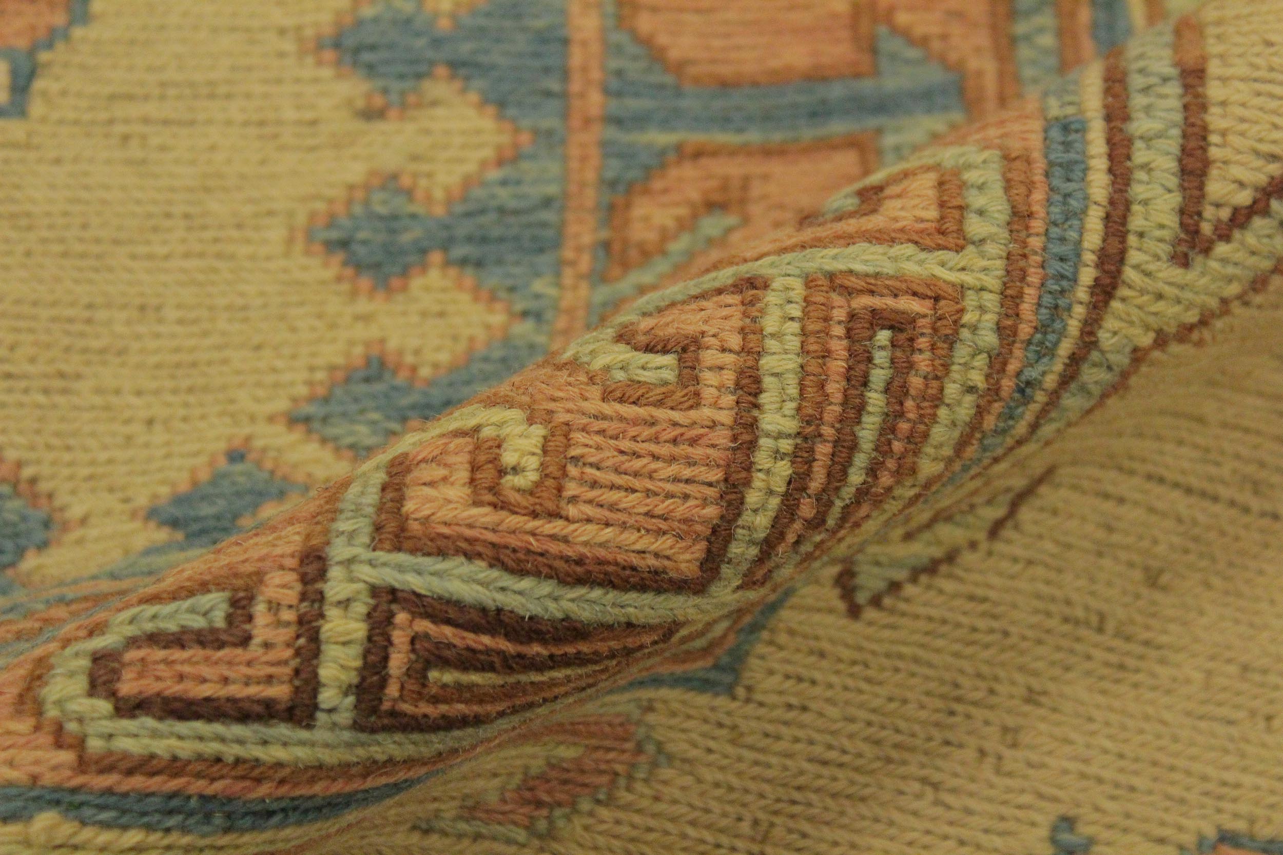 handmade Geometric Soumakh Beige Blue Hand-Woven RECTANGLE 100% WOOL area rug 10 x 12