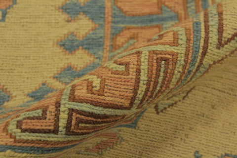 handmade Geometric Soumakh Beige Blue Hand-Woven RECTANGLE 100% WOOL area rug 10 x 12