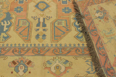 handmade Geometric Soumakh Beige Blue Hand-Woven RECTANGLE 100% WOOL area rug 10 x 12