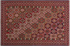 handmade Geometric Soumakh Rust Pink Hand-Woven RECTANGLE 100% WOOL area rug 6 x 8