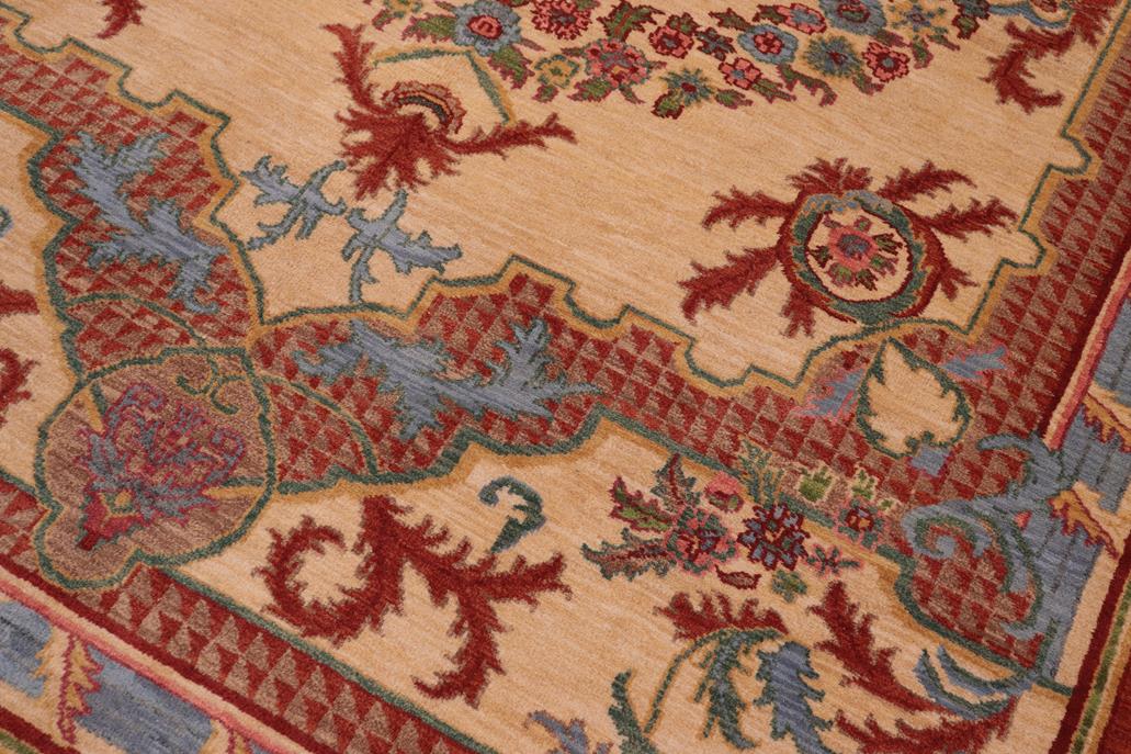 handmade Traditional Kafkaz Beige Rust Hand Knotted RECTANGLE 100% WOOL area rug 6 x 9