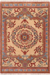 handmade Traditional Kafkaz Beige Rust Hand Knotted RECTANGLE 100% WOOL area rug 6 x 9