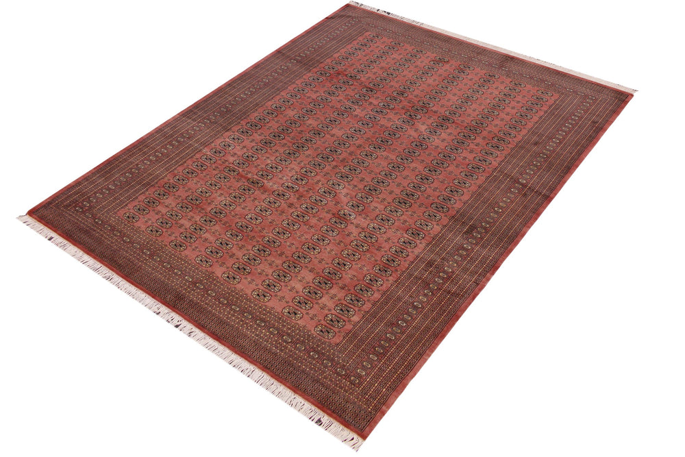 handmade Geometric Bokhara Peach Black Hand Knotted RECTANGLE 100% WOOL area rug 9X12