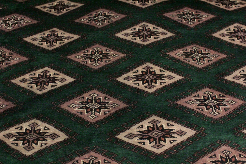 handmade Geometric Bokhara Green Taupe Hand Knotted RECTANGLE 100% WOOL area rug 9X12
