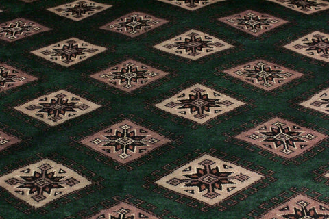 handmade Geometric Bokhara Green Taupe Hand Knotted RECTANGLE 100% WOOL area rug 9X12