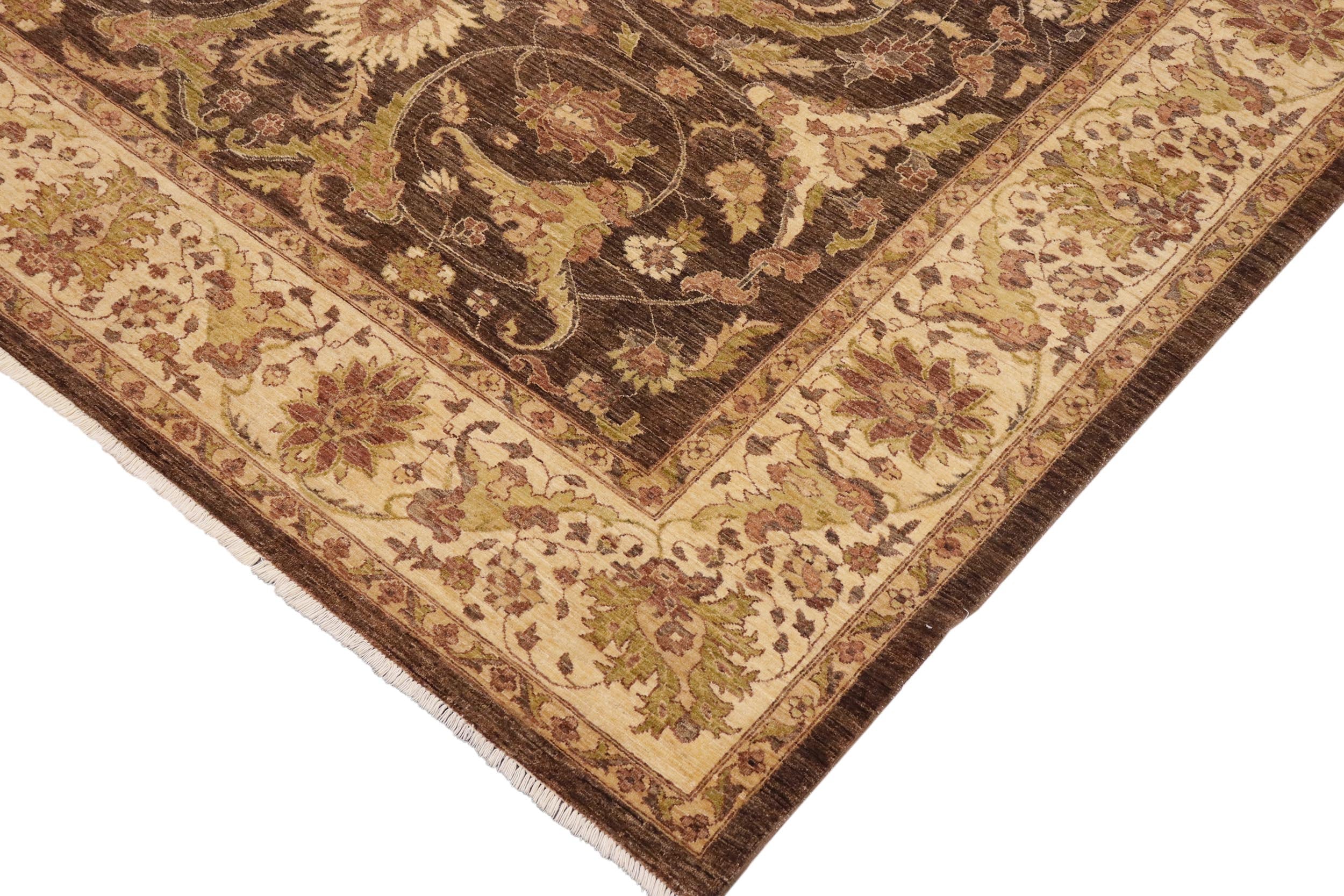 handmade Traditional Kafkaz Brown Beige Hand Knotted RECTANGLE 100% WOOL area rug 9x12