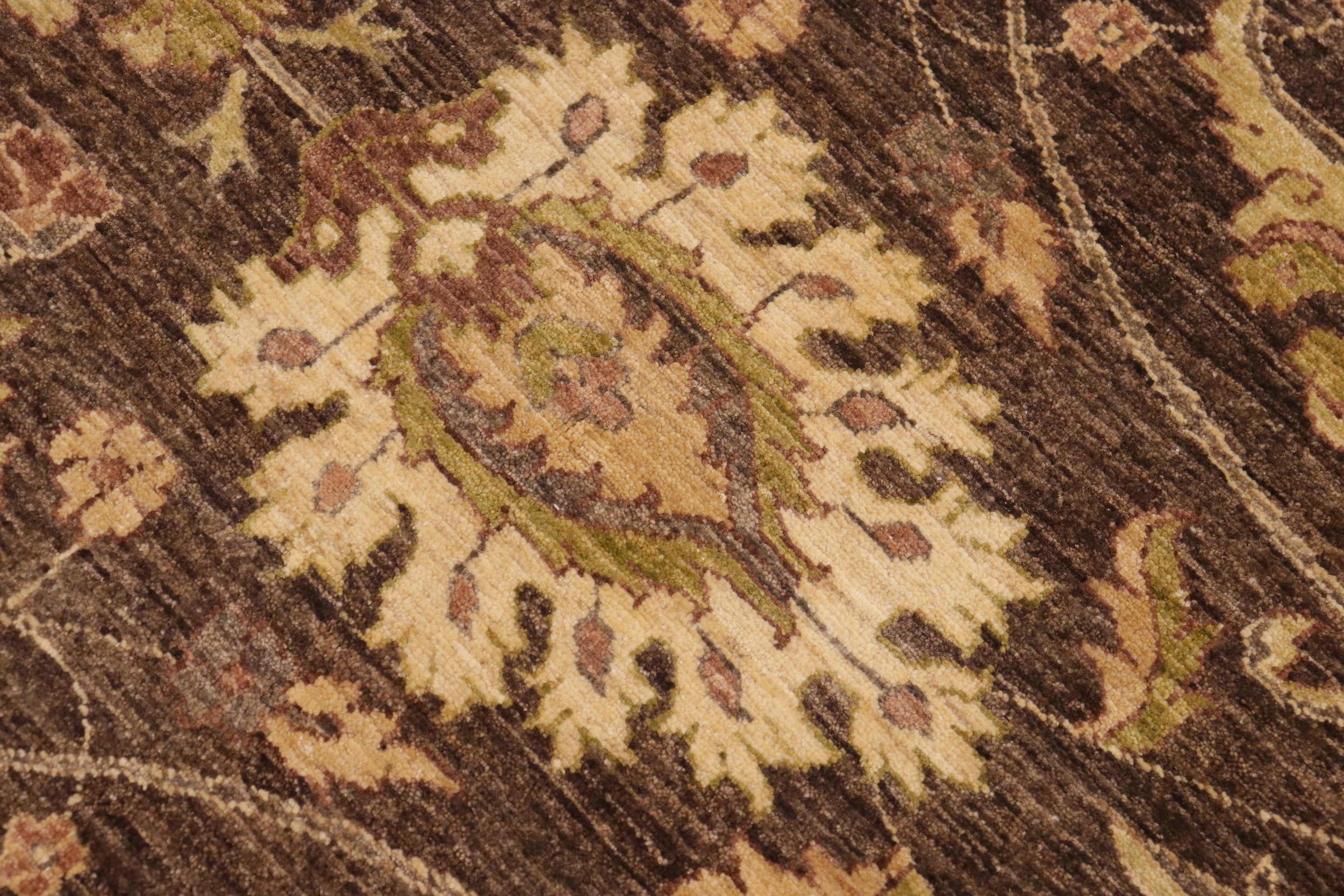 handmade Traditional Kafkaz Brown Beige Hand Knotted RECTANGLE 100% WOOL area rug 9x12