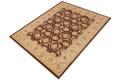 handmade Transitional Kafkaz Brown Beige Hand Knotted RECTANGLE 100% WOOL area rug 9' x 12'